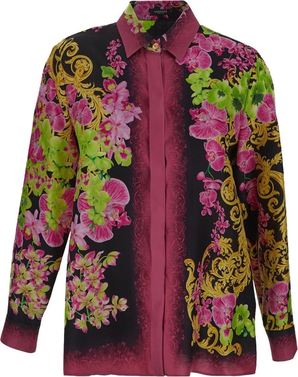 Versace Orchid Print Formal Shirt Divers