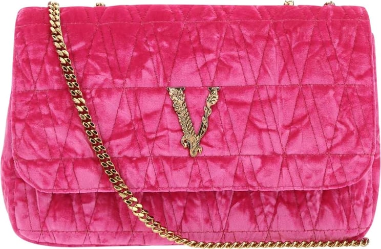 Versace Virtus velvet shoulder bag Roze