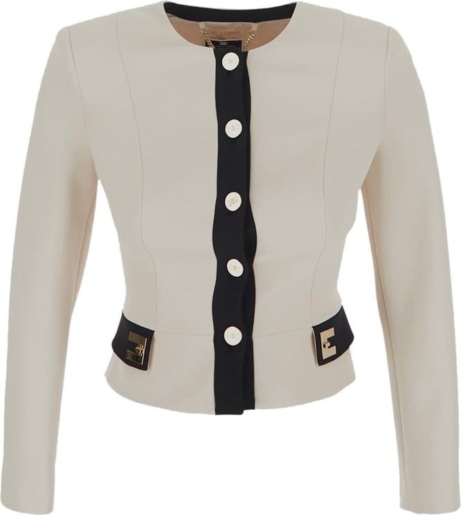 Elisabetta Franchi Jacket In Stretch Double Layer Crepe Wit