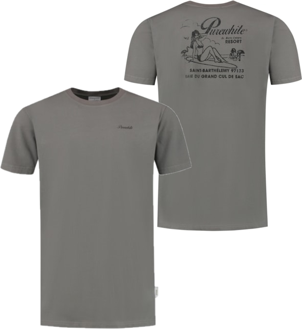 Purewhite Back Print T-Shirt Senior Taupe Paars