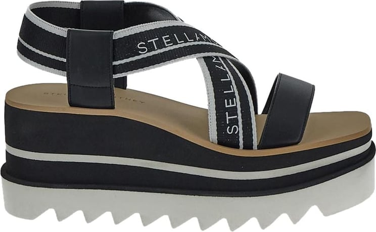Stella McCartney Sneak-Elyse Striped Platfrom Sandals Zwart