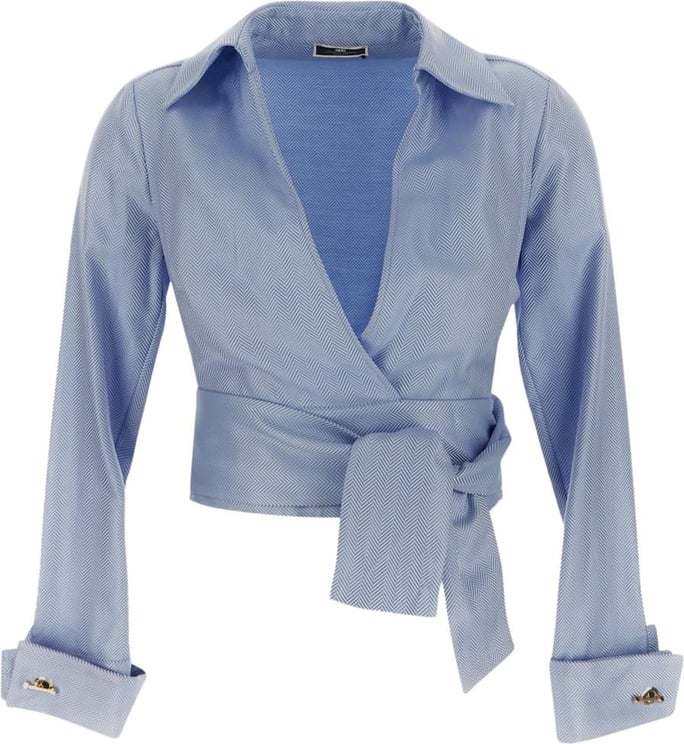 Elisabetta Franchi Cross-Over Cropped Shirt Blauw