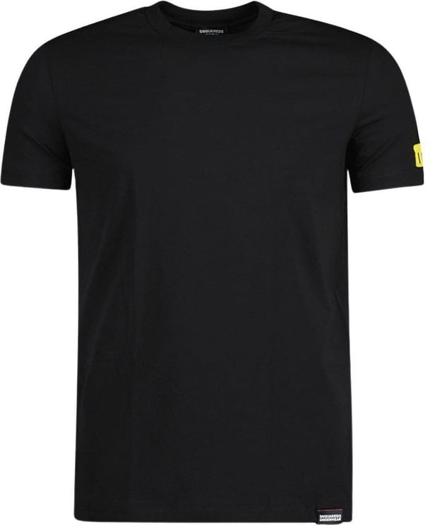 Dsquared2 Round Neck T-Shirt Logo Black/Yellow Zwart