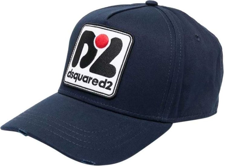 Dsquared2 D2 Logo Patch Baseball Cap Blauw