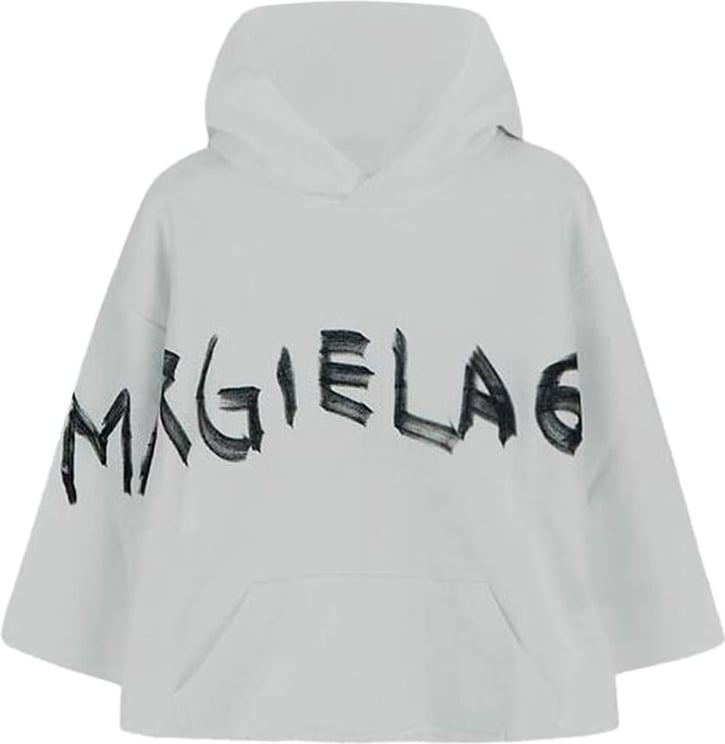 MM6 Maison Margiela Cropped Hooded Sweatshirt Wit
