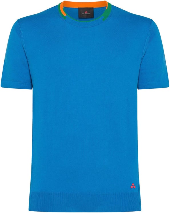 Peuterey ORTA - T-shirt met gestreepte details op de kraag Blauw