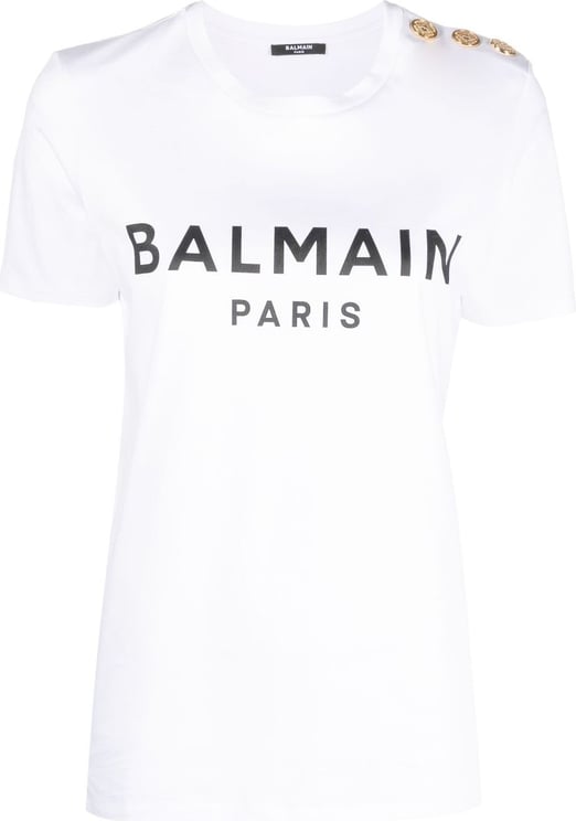 Balmain Cotton T-Shirt With Balmain Logo Print Wit