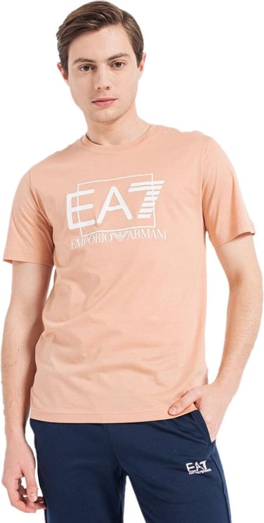 Emporio Armani EA7 Out Of The Box Logo T-Shirt Senior Cafe Creme Roze