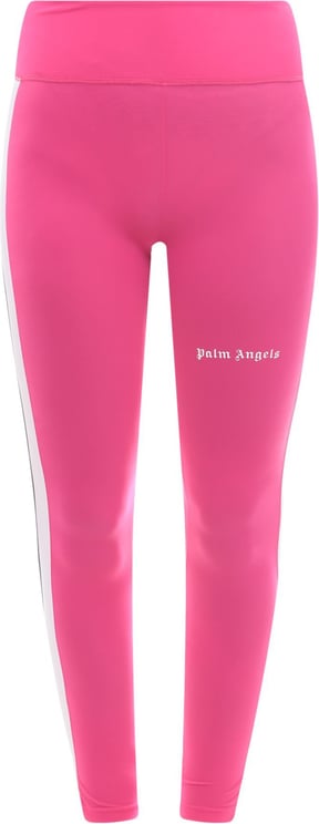 Palm Angels Stretch nylon leggings with logo print Roze