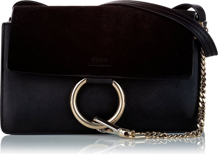 Chloé Faye Leather Crossbody Bag Zwart