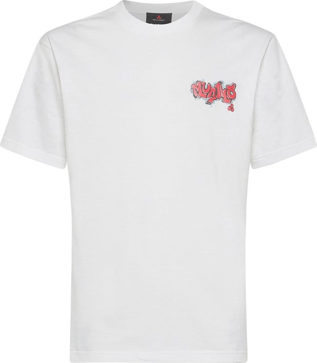 Peuterey CAMLOST PLU - GOTS-gecertificeerd katoenen T-shirt met print Wit