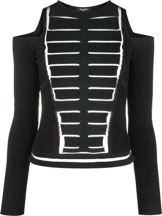Balmain cold-shoulder cut-out knitted top Divers