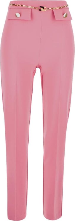 Elisabetta Franchi Tapered Trousers With Chain Roze