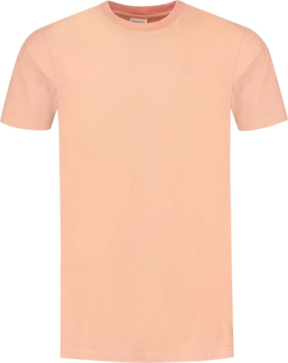 Purewhite Garment Dye Faded Script T-shirt Oranje