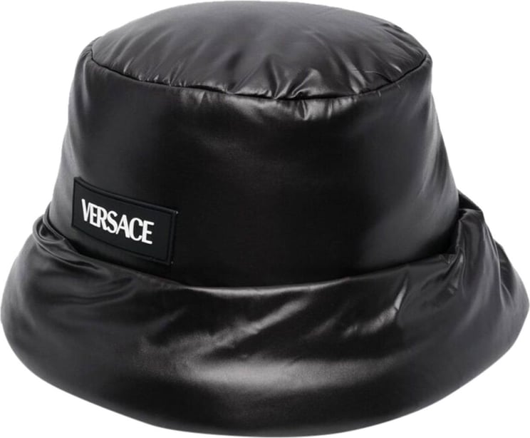 Versace logo-patch padded bucket hat Zwart