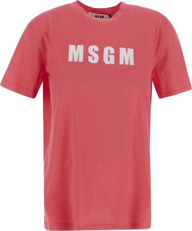 MSGM Logo Print T-Shirt Roze