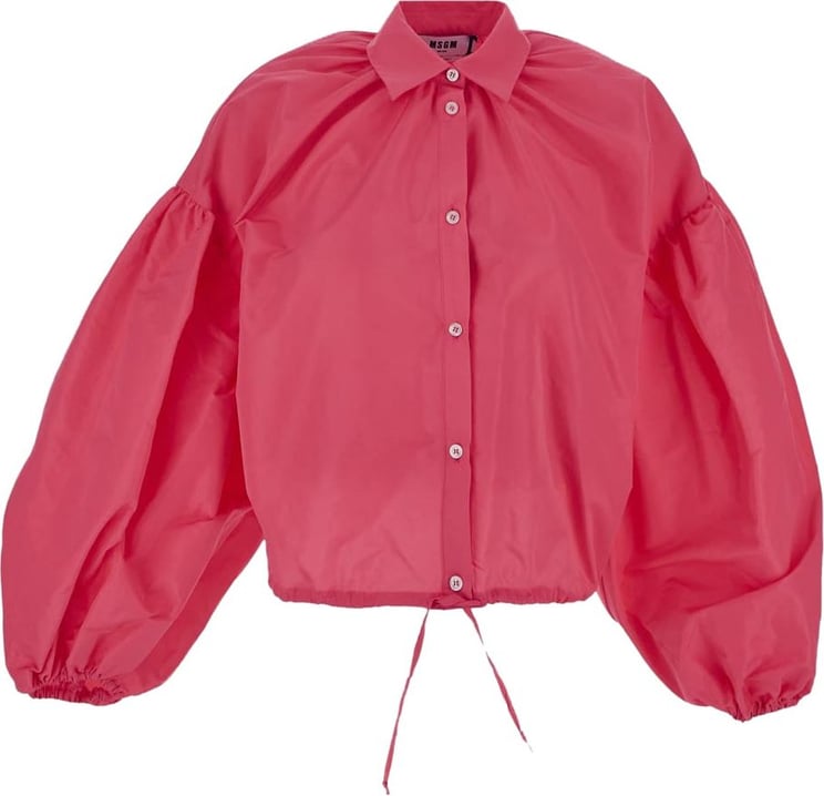 MSGM Taffeta Shirt With Balloon Sleeves Roze