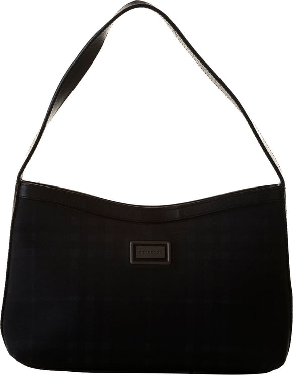 Burberry Tonal Check Shoulder Bag Zwart