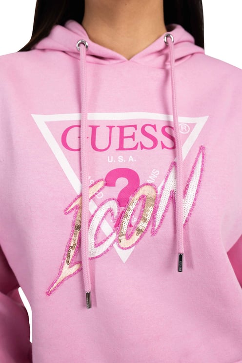 Guess Icon Hoodie Dames Pink Roze