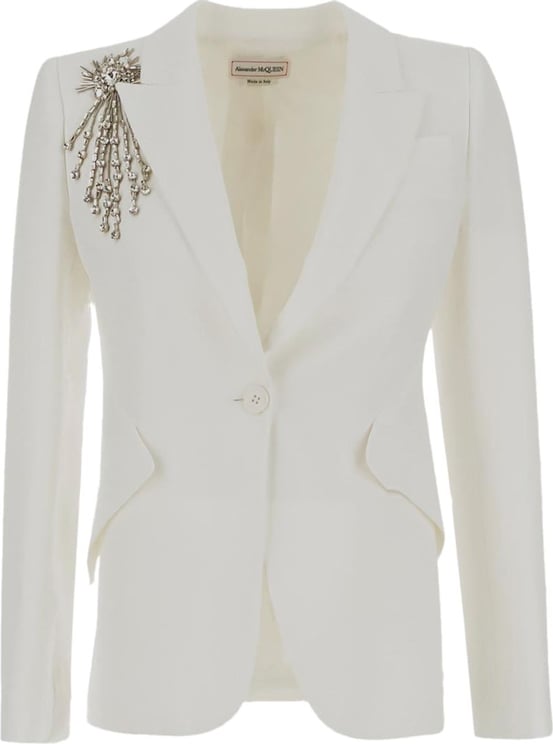 Alexander McQueen Astral Jewel Single-Breasted Jacket Wit