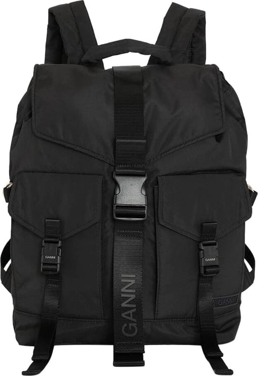 Ganni Tech Black Backpack Black Zwart
